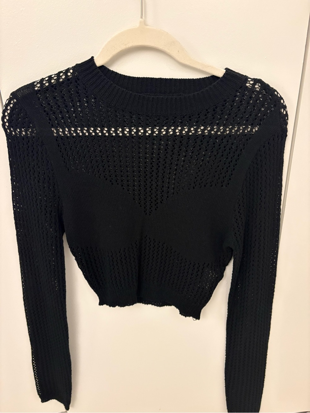 Emory Park Black Open-Weave Crewneck Sweater
